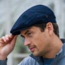 Irish Linen Summer Cap, Dark Blue by Mucros Weavers.