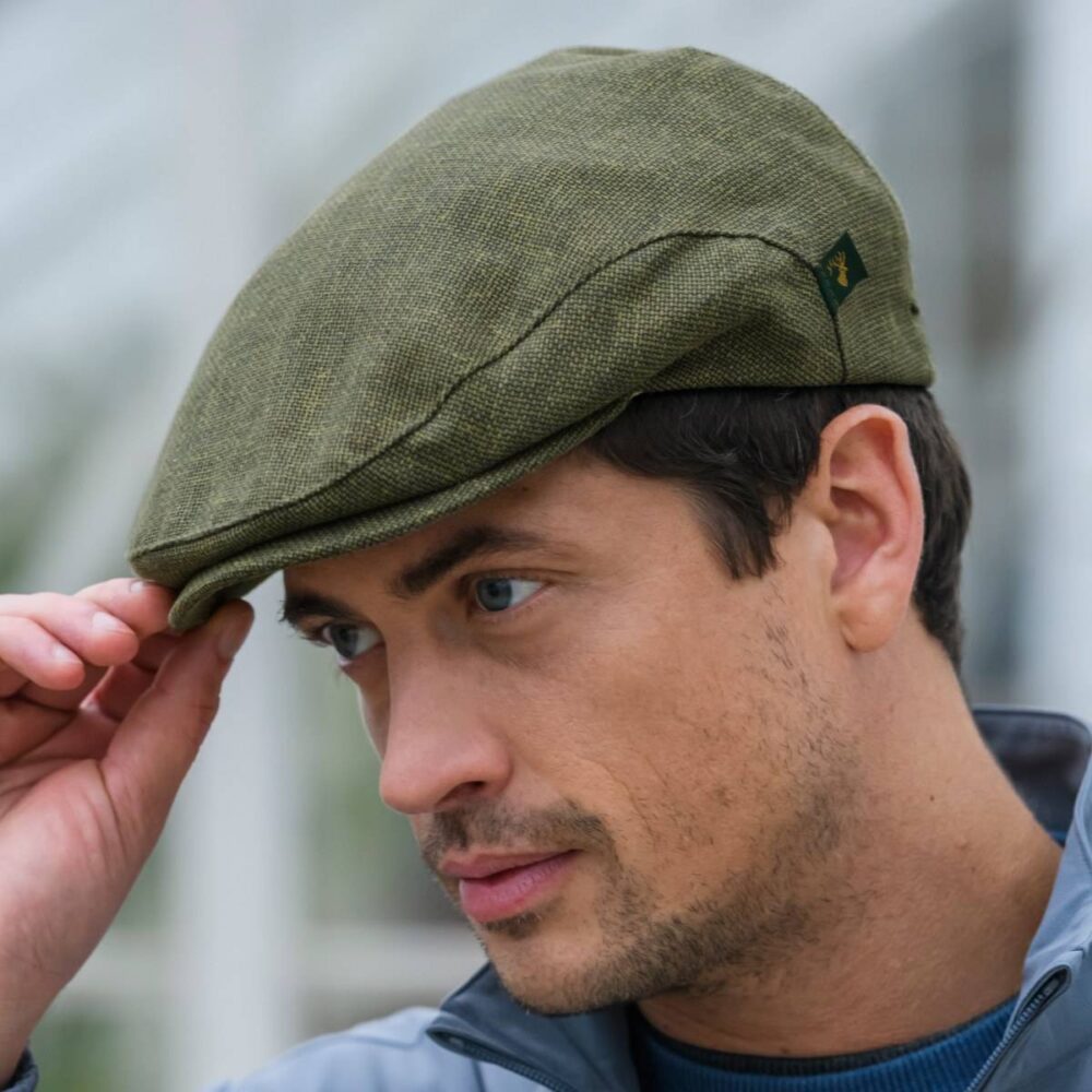 Linen Flat Cap - Sage Green. Made in Ireland.