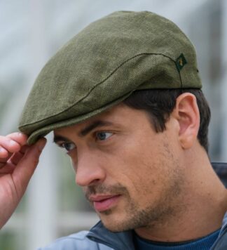 Linen Flat Cap - Sage Green. Made in Ireland.