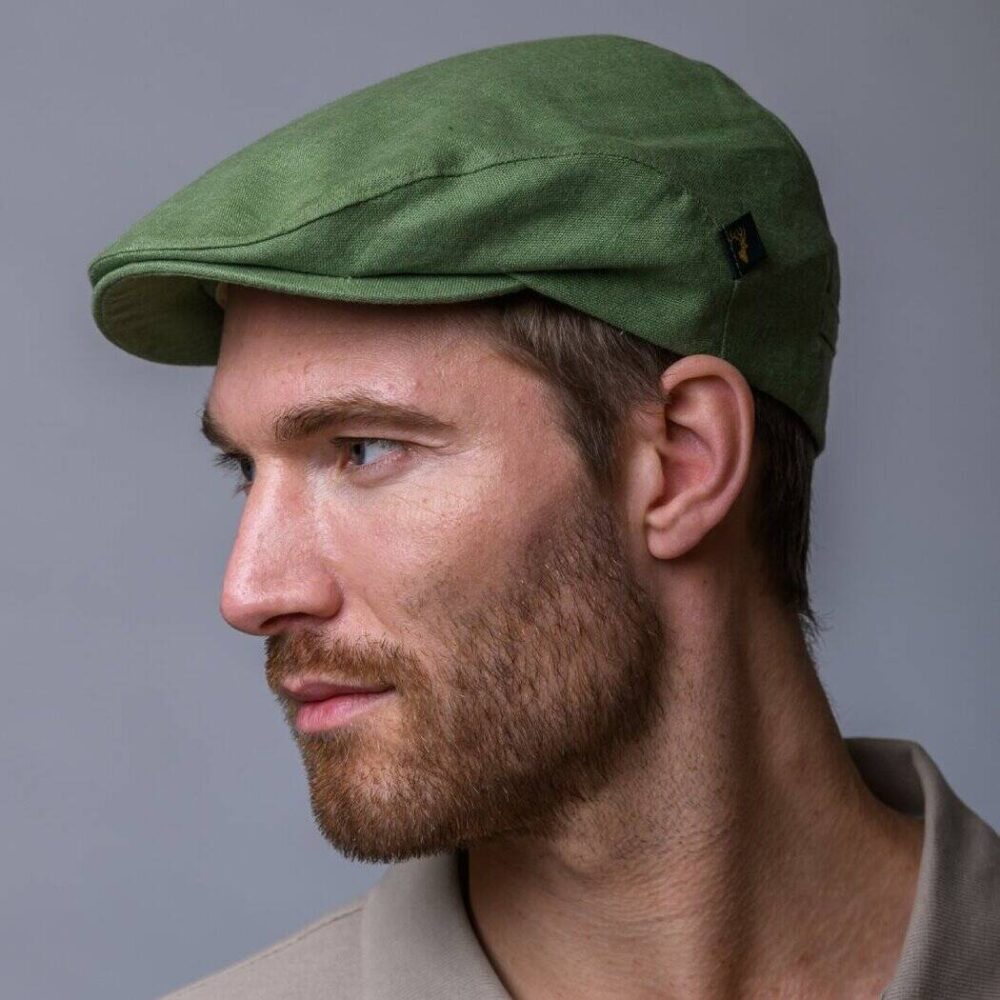 Classic Irish Linen Flat Cap - Green