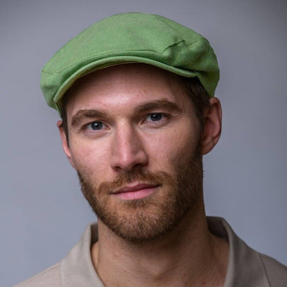 Classic Irish Linen Flat Cap - Green