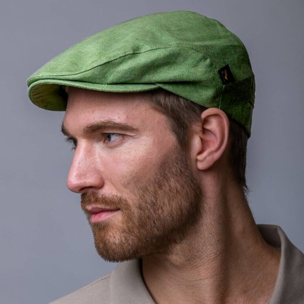 Classic Irish Linen Flat Cap - Green