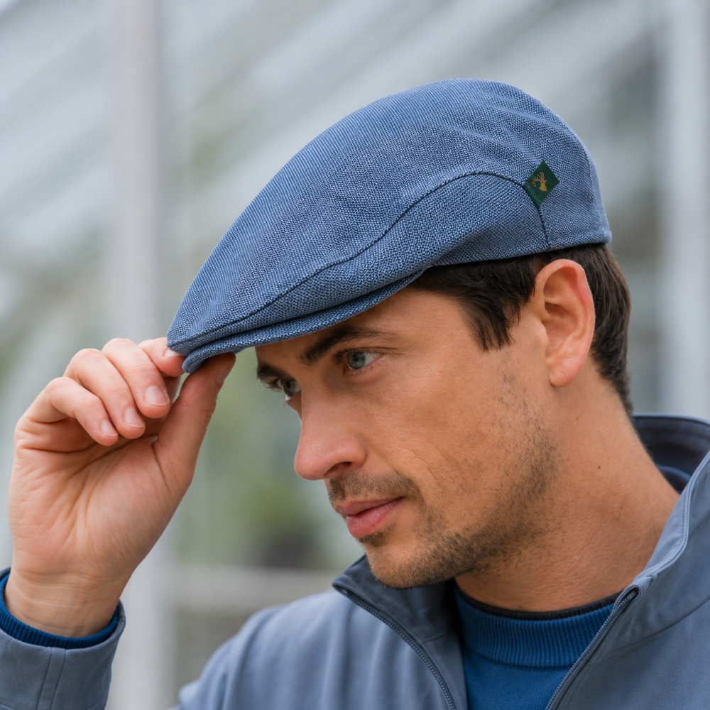 Classic Irish Linen Summer Cap - Denim Blue