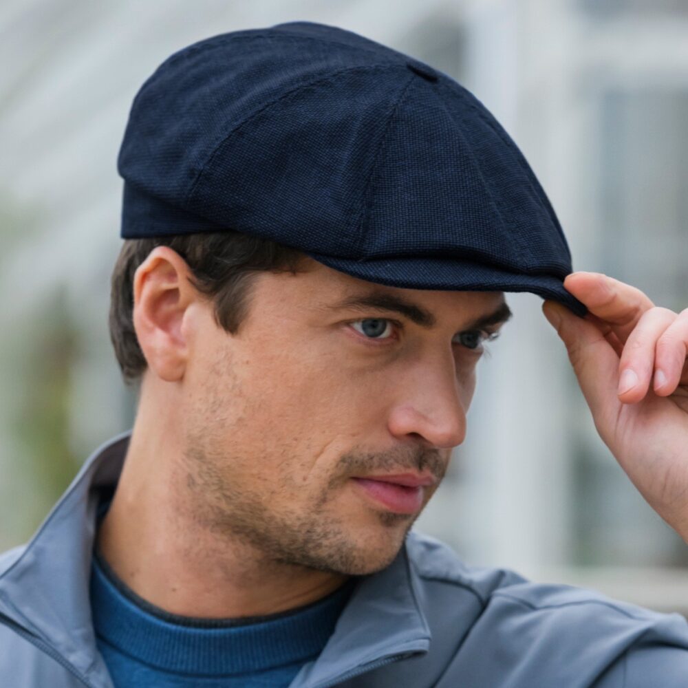 Irish Linen Cap Dark Blue by Mucros Weavers.