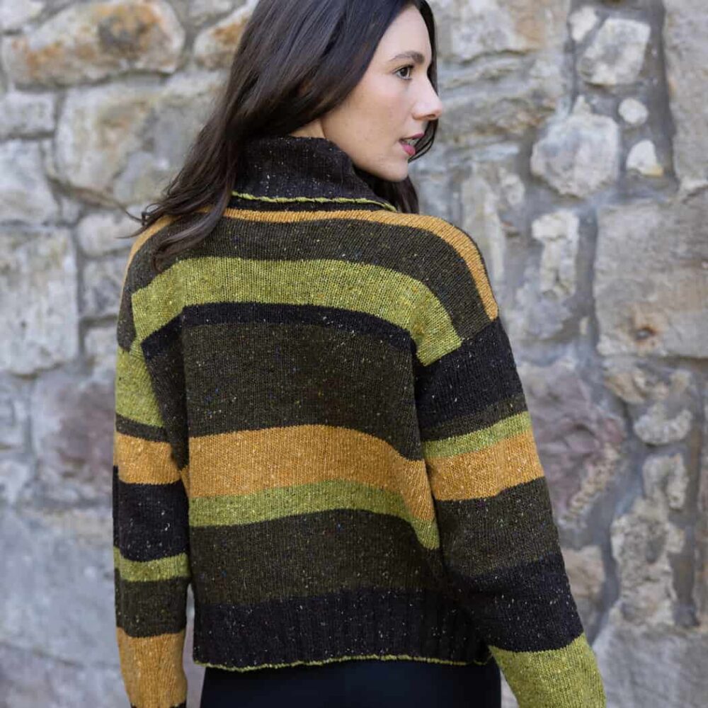 Ladies' Striped Merino Wool Sweater - Yellow