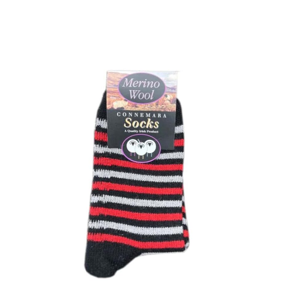Men's Merino Wool Blend Striped Socks - Black and Red