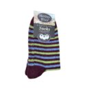 Ladies' Merino Wool Blend Socks - Plum/Green/Blue Multi-Striped