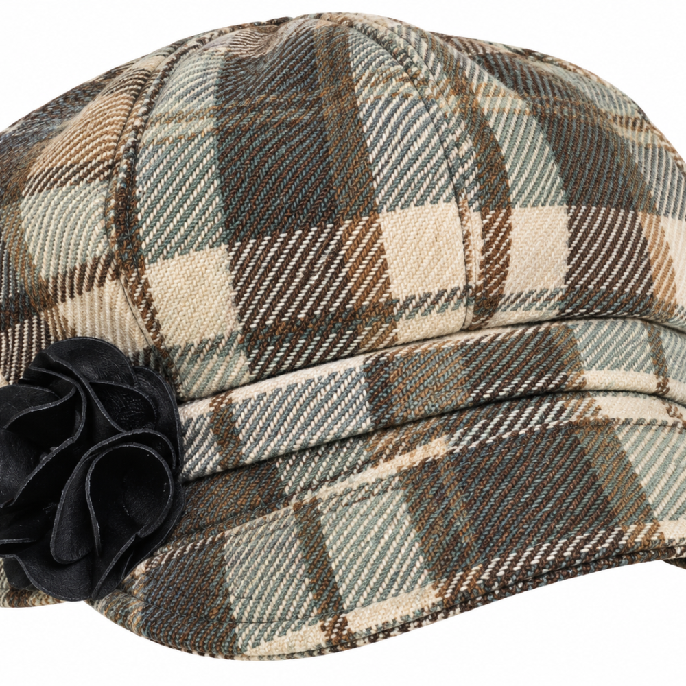 Irish Tweed Newsboy Hat For Women – Cream, Brown, Sage