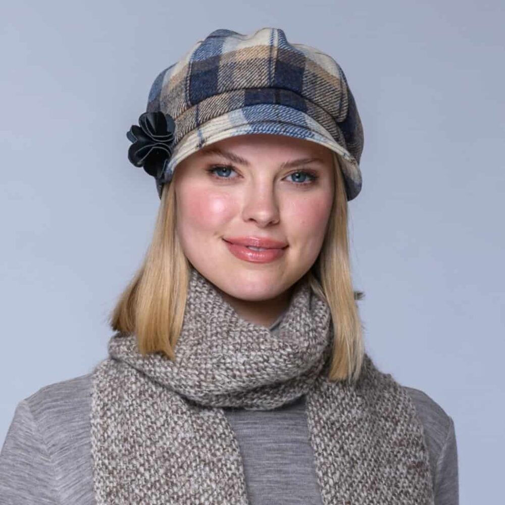 Ladies Irish Wool Newsboy - Blue Plaid