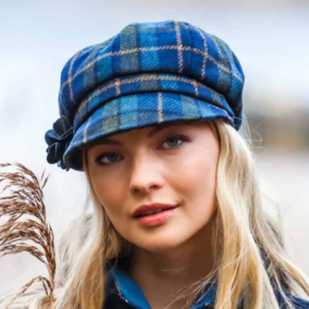 Ladies Half-Zip Poncho | Newsboy Combo -Blue, Green Tartan