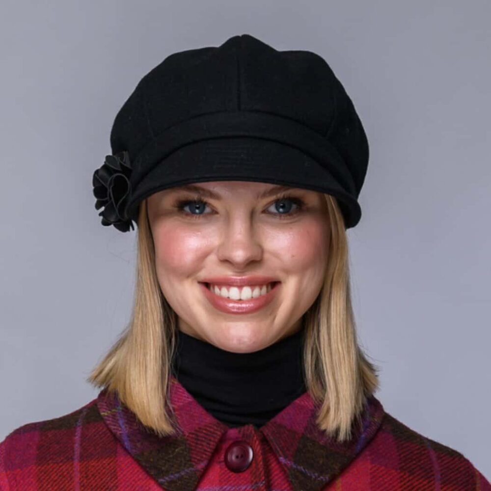 Ladies Irish Wool Newsboy  - Black
