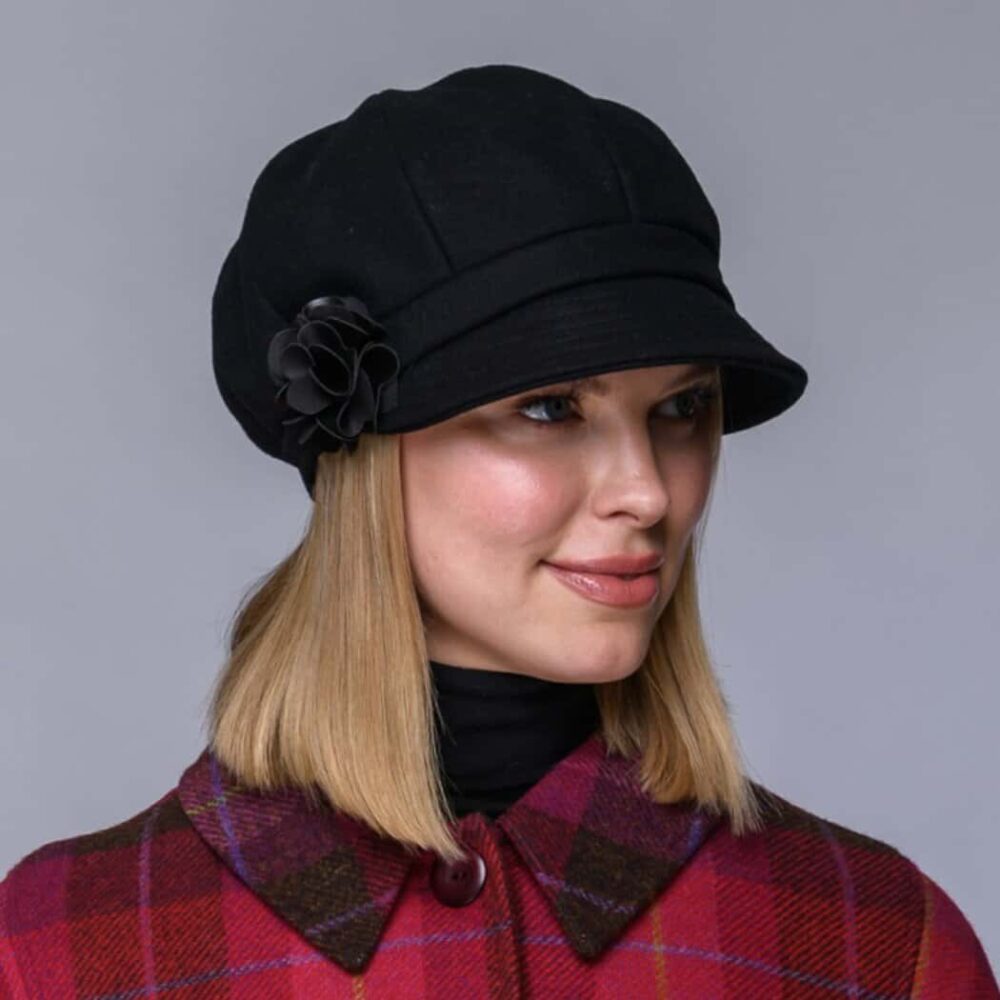 Ladies Irish Wool Newsboy  - Black