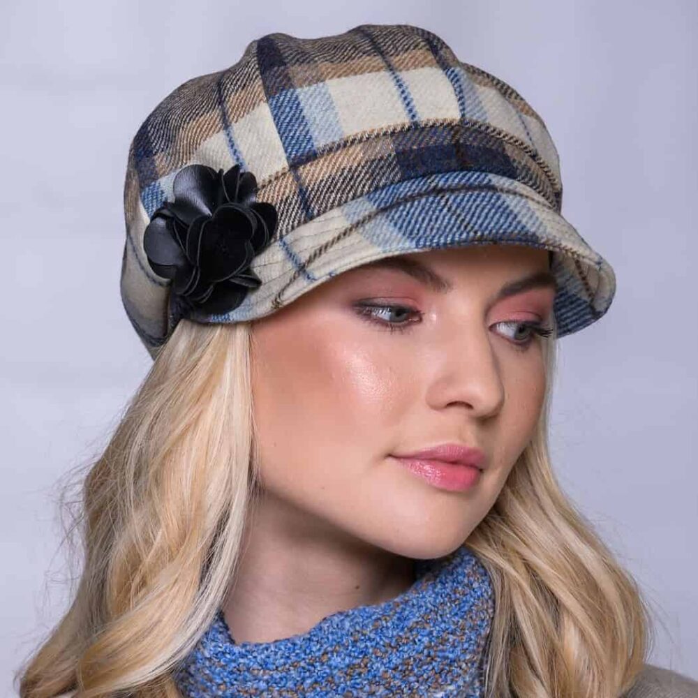 Ladies Half-Zip Poncho | Newsboy Combo - Blue Plaid
