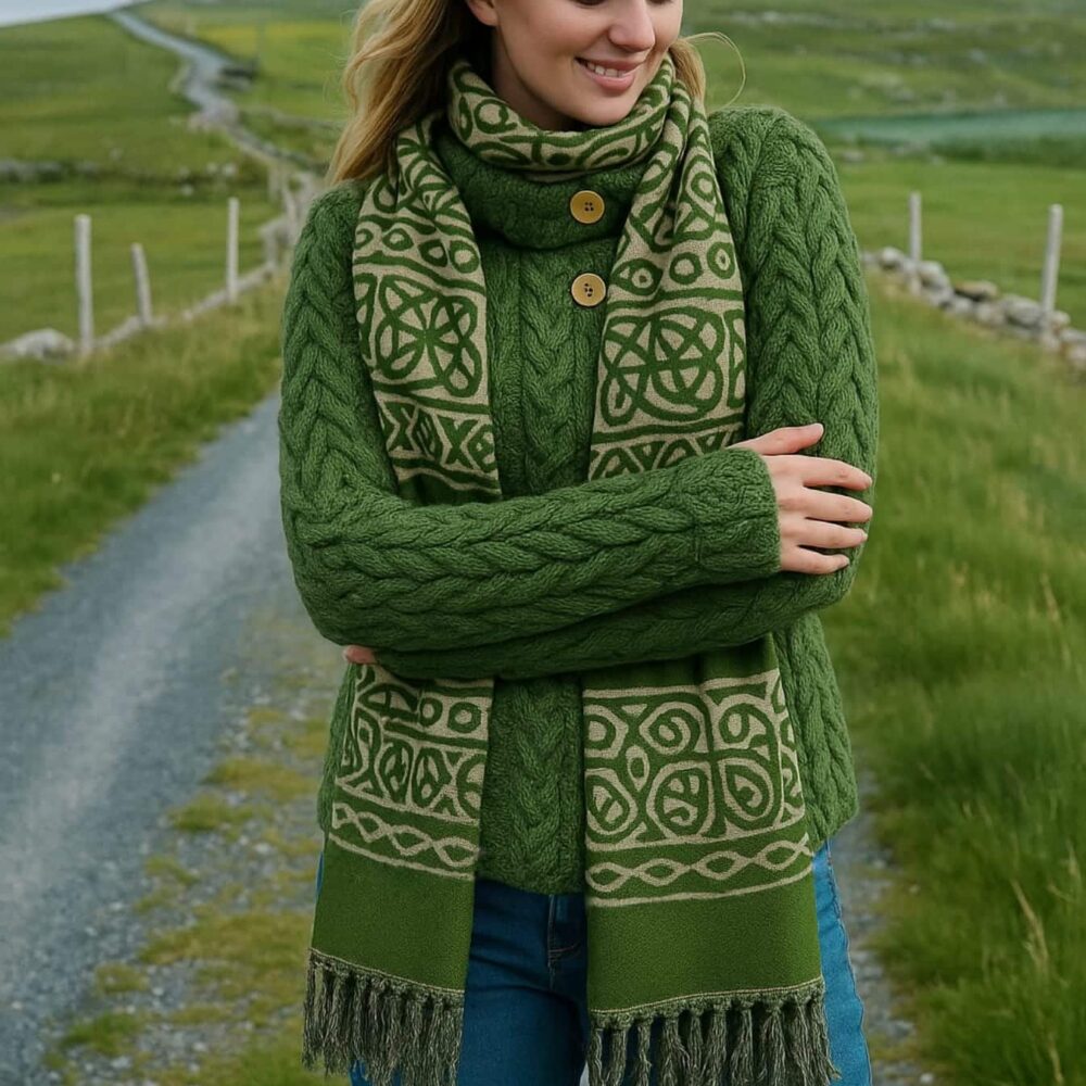 Celtic Knot Scarf For Women - Light Green