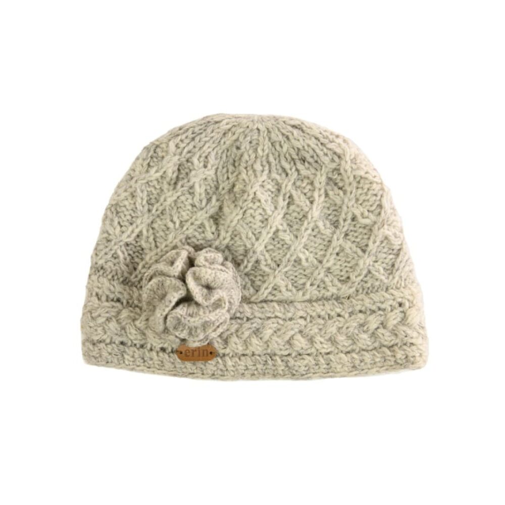 Aran Winter Trellis Beanie - Oatmeal