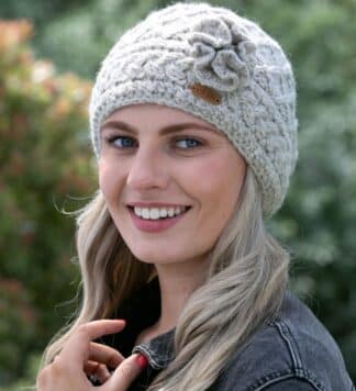 Aran Winter Trellis Beanie - Oatmeal