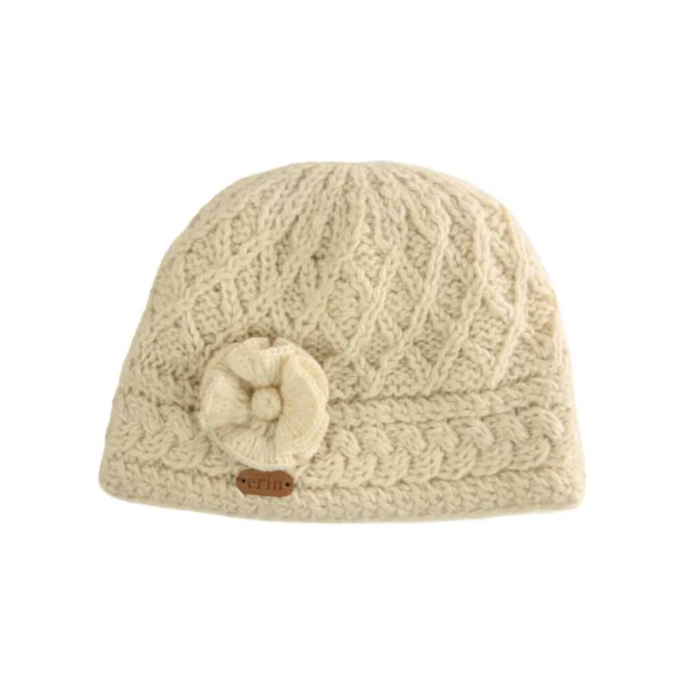 Aran Winter Trellis Beanie - Natural