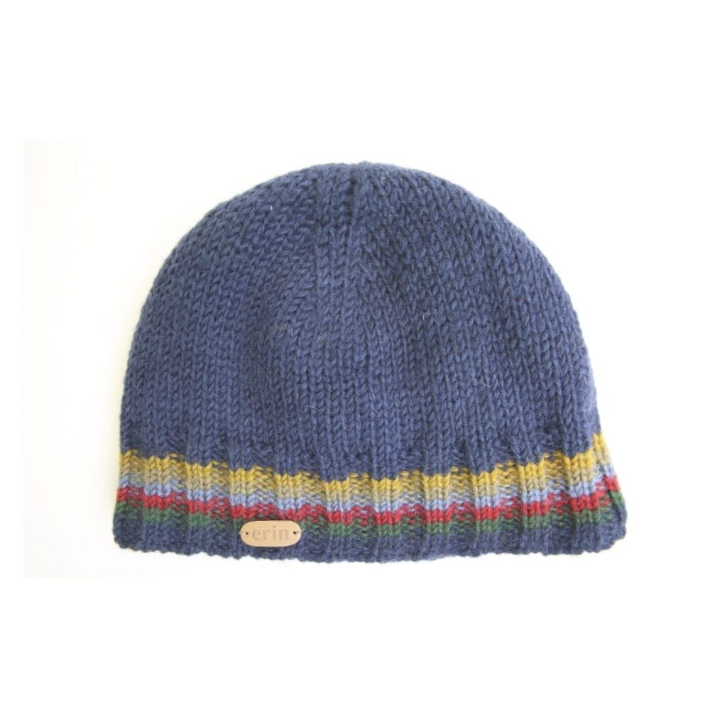 Rib-Knitted Irish Wool Beanie - Blue