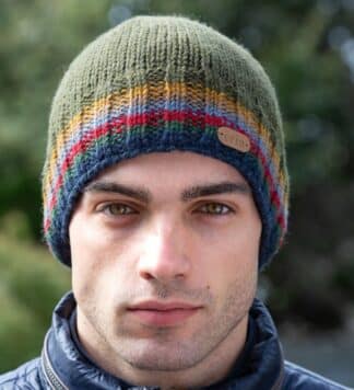 Rib-Knitted Irish Wool Beanie - Green