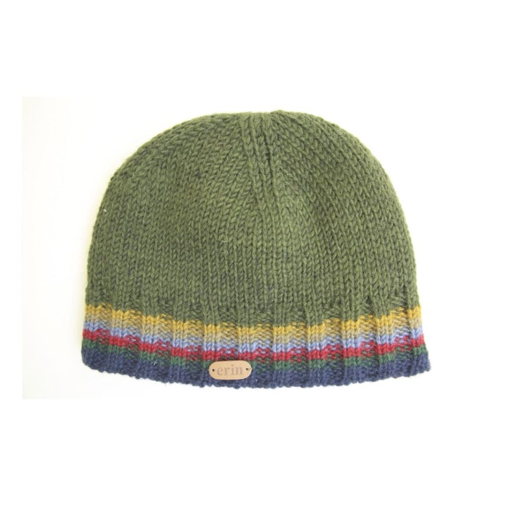 Rib-Knitted Irish Wool Beanie - Green