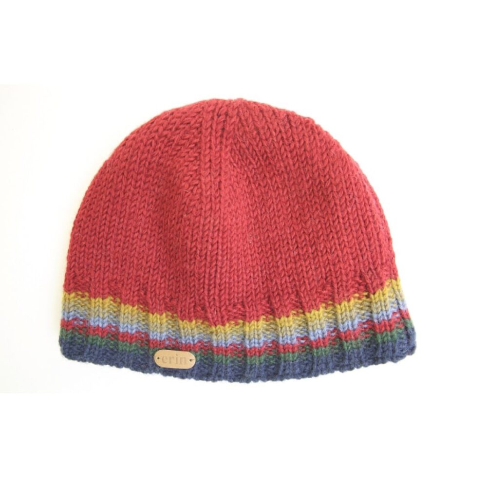 Rib-Knitted Irish Wool Beanie - Red