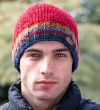 Rib-Knitted Irish Wool Beanie - Red