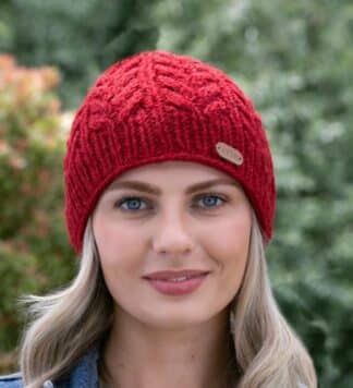 Irish Wool Beanie For Women - Red