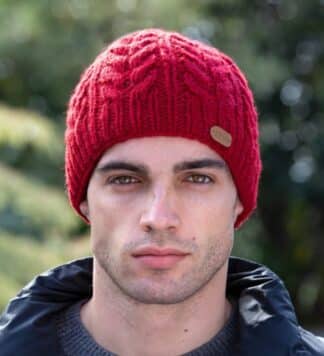 Irish Wool Beanie For Men - Red