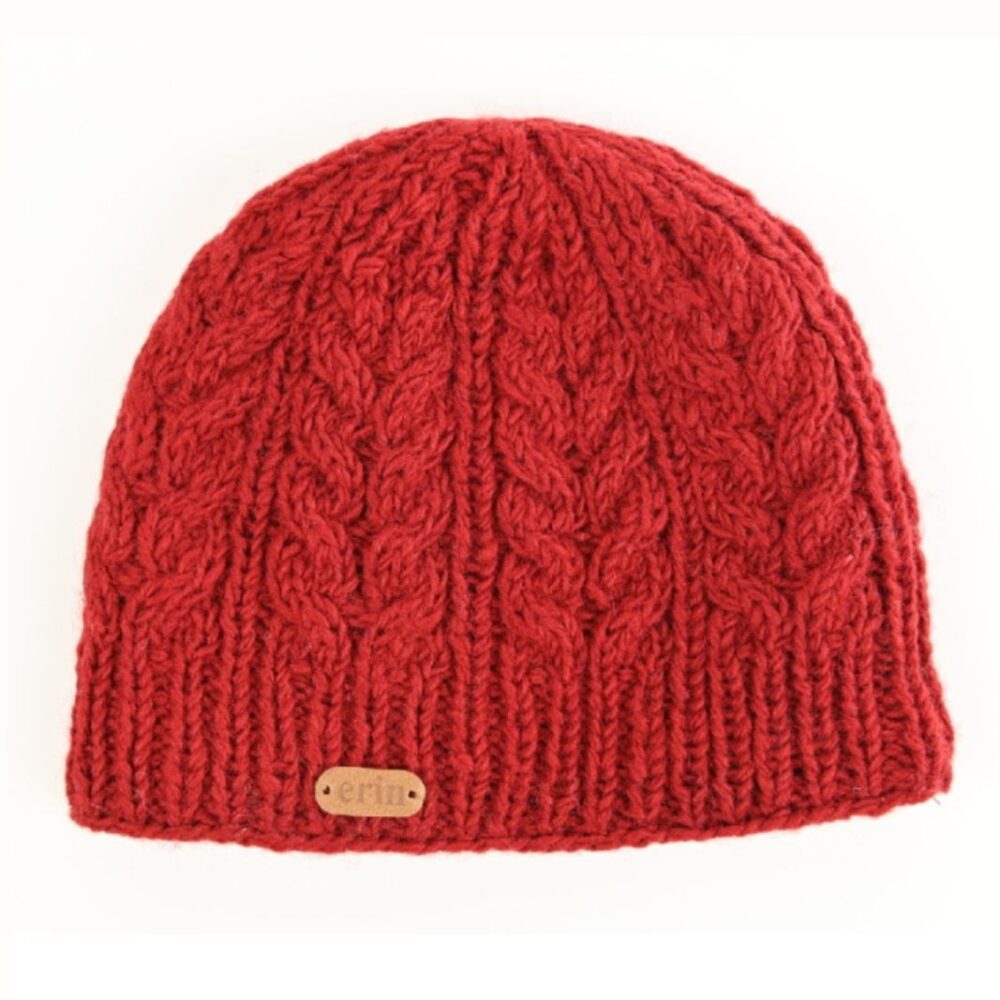 Irish Wool Beanie For Women - Red