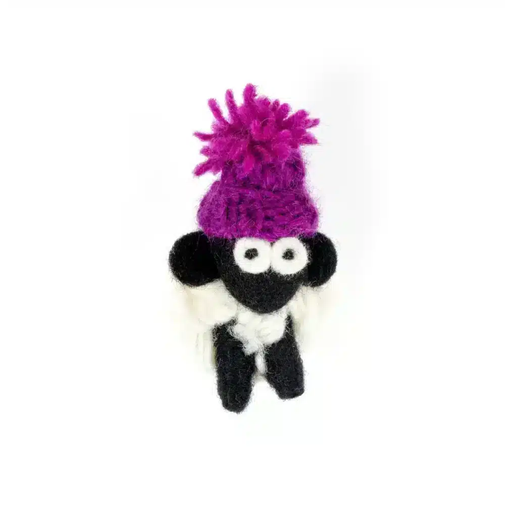 La Ba Ba Knitted Wool Fridge Magnet Sheep - Purple Bobble