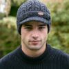 Cable Knit Peak Hat For Men - Charcoal Gray - Image 2