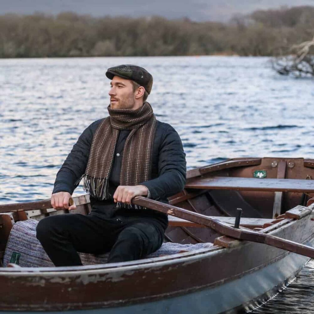 Irish Wool Fisherman Scarf - Brown
