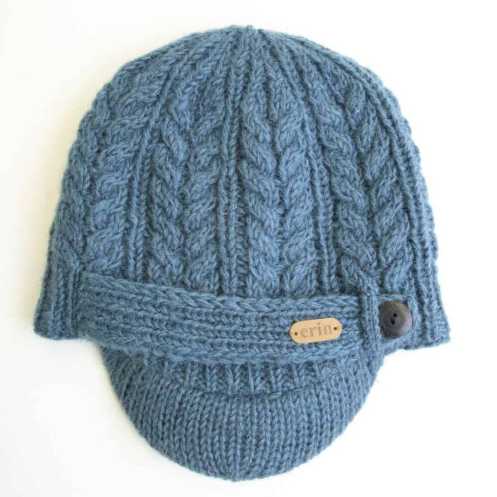 Cable Knit Peak Hat For Men - Denim Blue