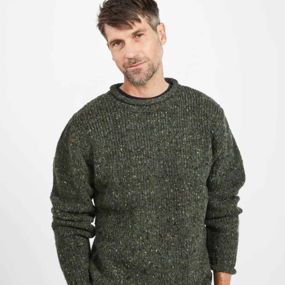 Irish Roll-Neck Fisherman Sweater – Green