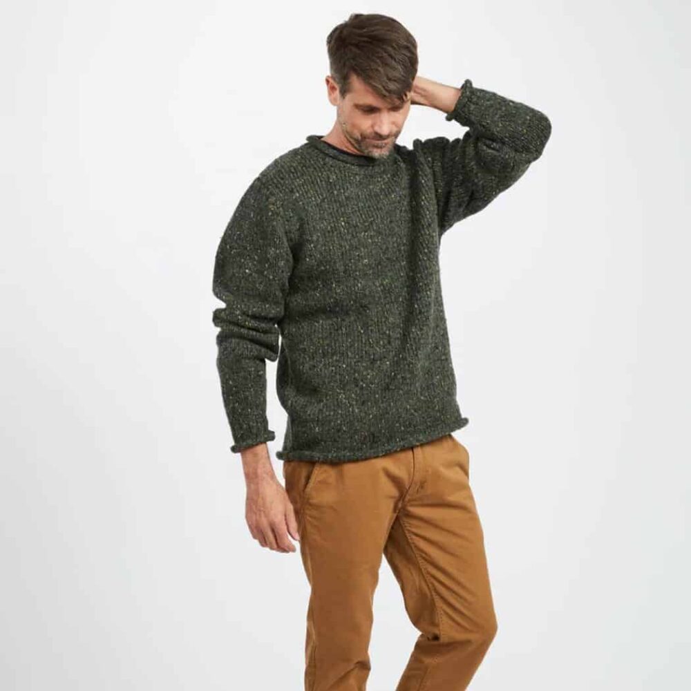 Irish Roll-Neck Fisherman Sweater – Green
