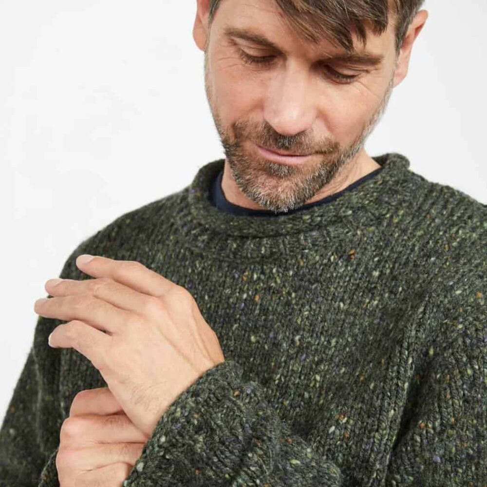 Irish Roll-Neck Fisherman Sweater – Green