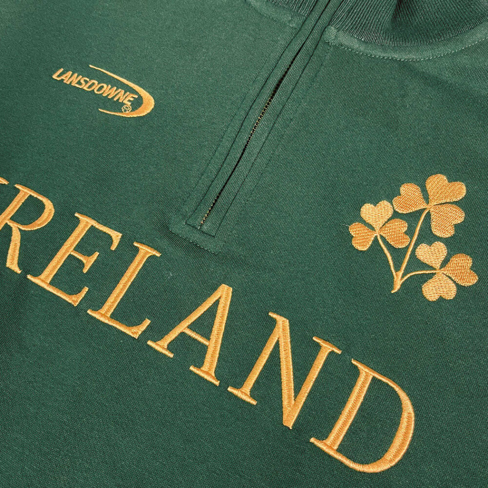 Ireland Quarter Zip Embroidered Sweatshirt - Green