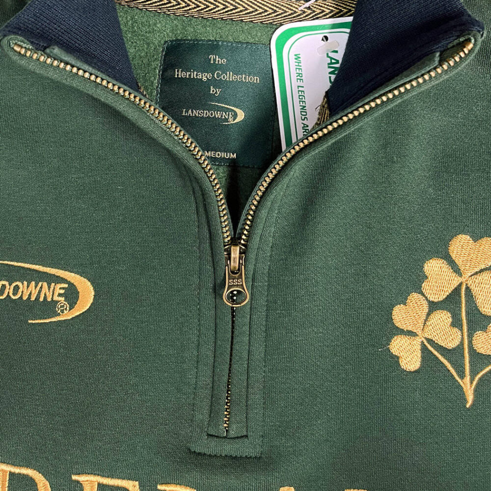 Ireland Quarter Zip Embroidered Sweatshirt - Green