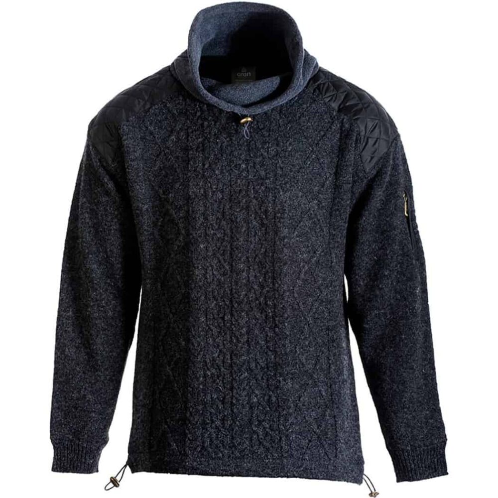 Men's Irish Cowl Neck Pullover Sweater - Gray