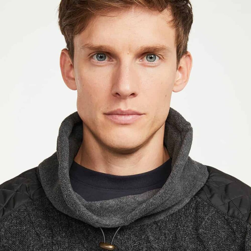 Men's Irish Cowl Neck Pullover Sweater - Gray