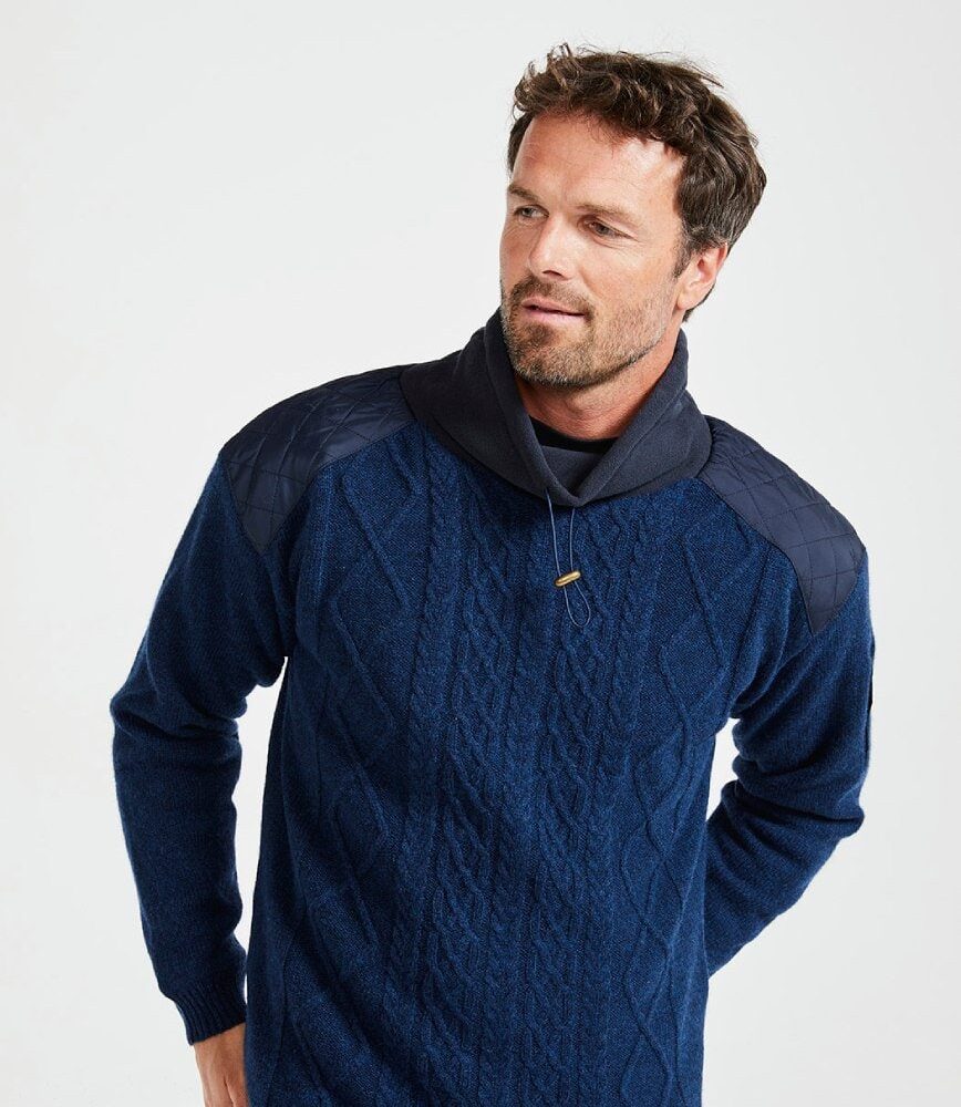 Men's Irish Cowlneck Pullover Sweater - Blue