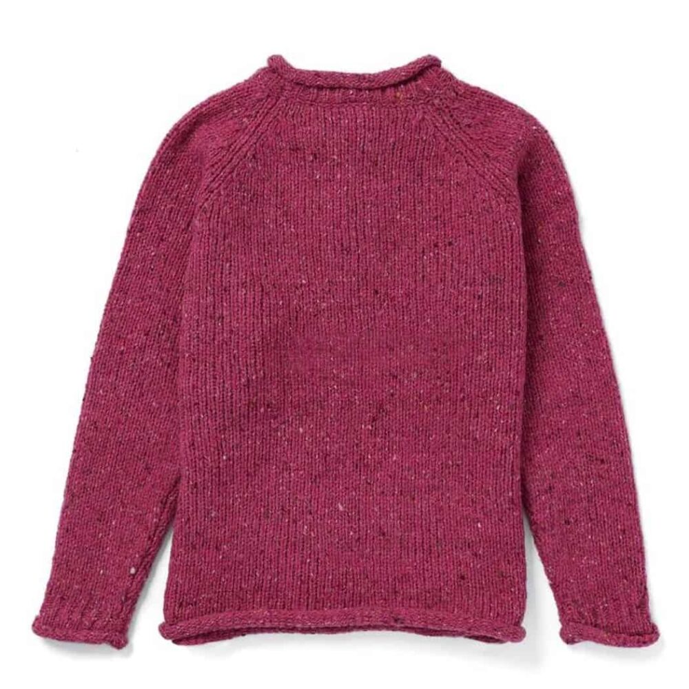 Women's Crew Roll Neck Sweater - Pink Fleck