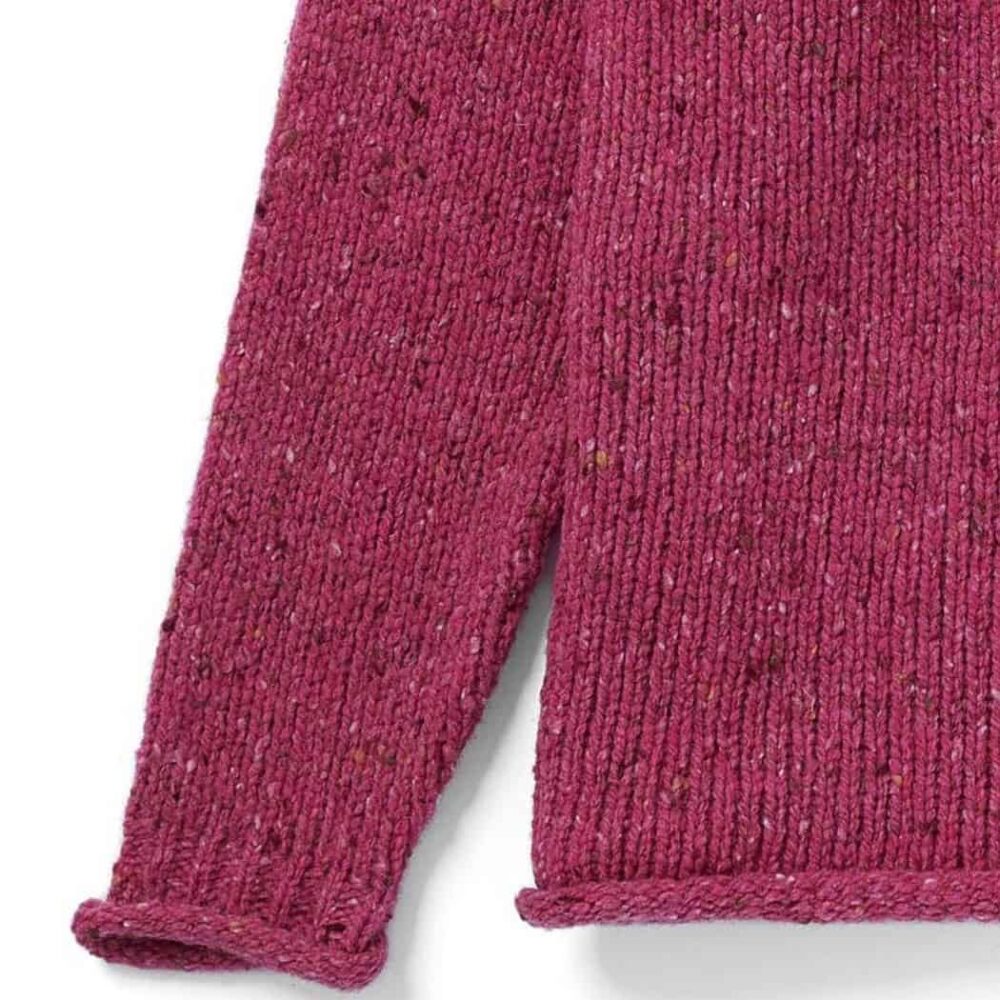 Women's Crew Roll Neck Sweater - Pink Fleck