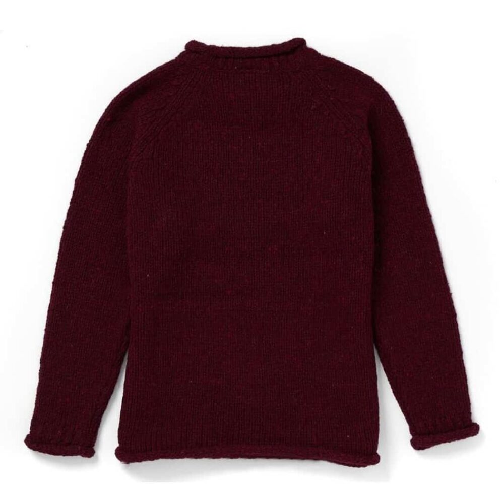 Women's Crew Roll Neck Sweater - Burgundy Fleck