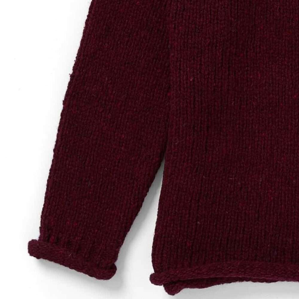 Women's Crew Roll Neck Sweater - Burgundy Fleck