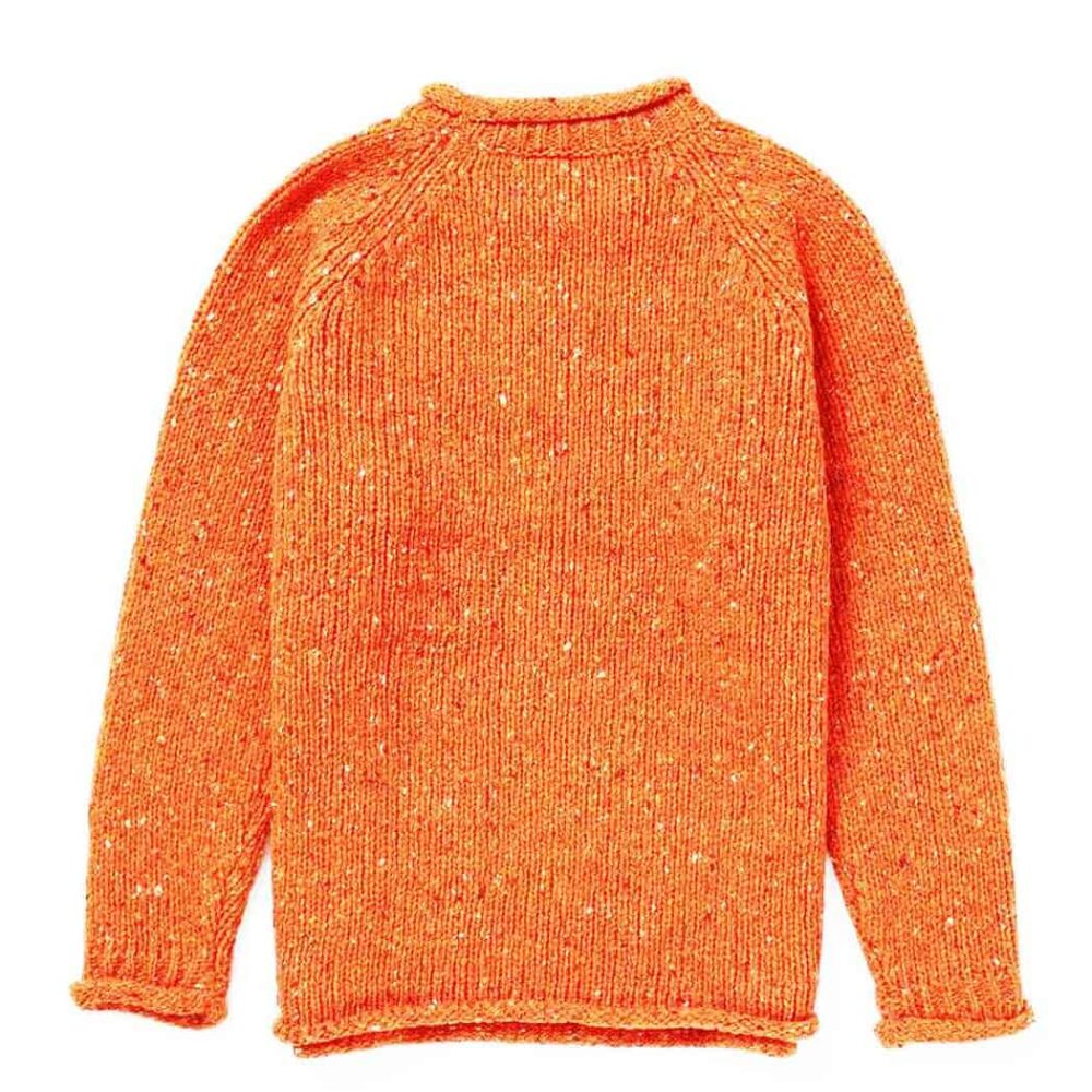 Women's Crew Roll Neck Sweater - Orange Fleck