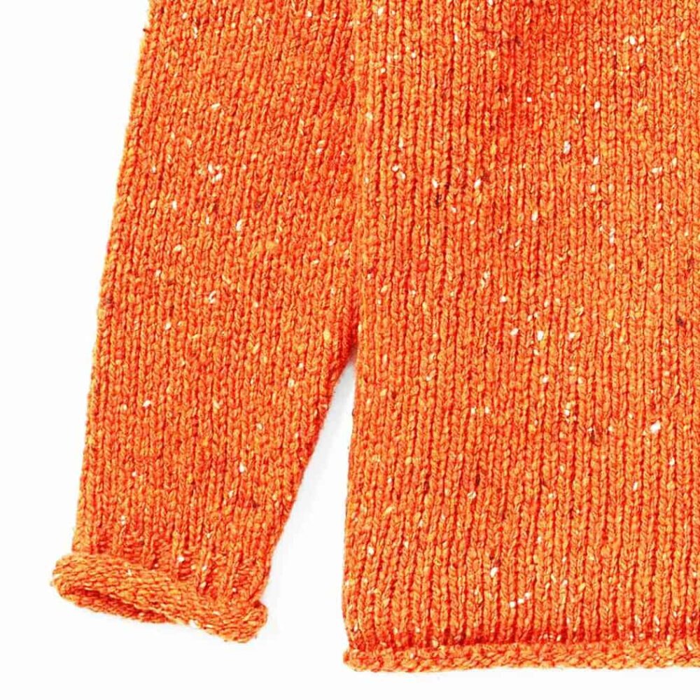 Women's Crew Roll Neck Sweater - Orange Fleck