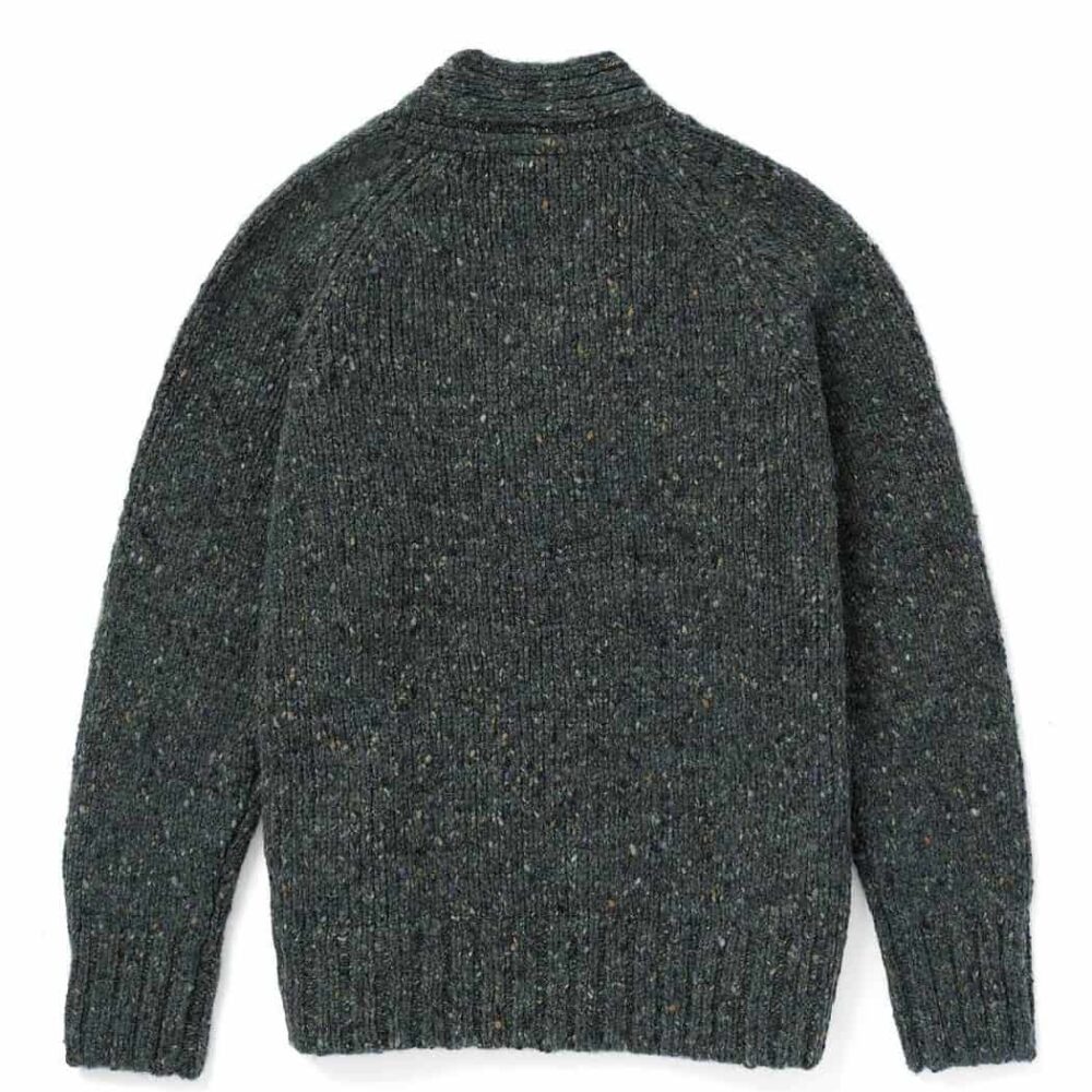Ladies V-Neck Shetland Wool Cardigan - Green