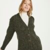 Ladies V-Neck Cardigan Green