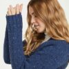 Ladies V-Neck Cardigan Blue